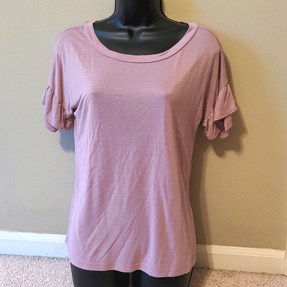 mittoshop Tops - Mittoshop Mauve Top with Ruffled Sleeves- Women's Small